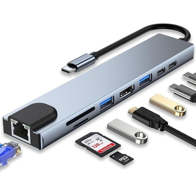 1 8-in-1 USB Type C Hub (100mbps) - Image 1
